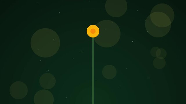 Minimalist yellow flower icon floating with soft bokeh lights background