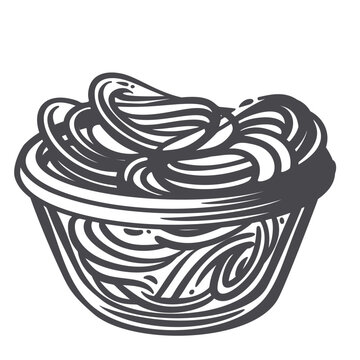 Cucumber pickle bowl with sliced cucumbers in a round dish. Recipe and preserving graphics feature this cucumber pickle bowl in monochrome hand drawn outline style, vector illustration.