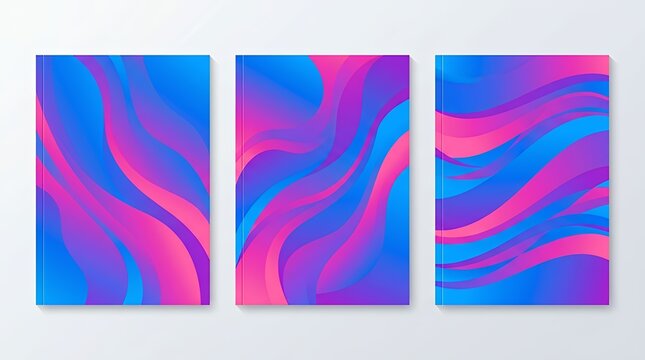 Modernof brochure cover templates with blue pink and purple gradient abstract curves brochure cover design template layout annual report flyer magazine blue purple pink gradient curves geometric