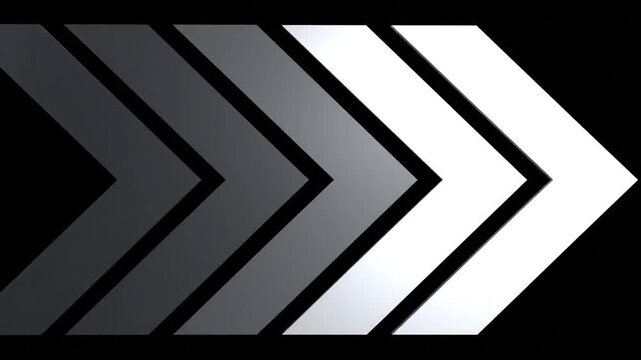 Five graduating gray chevron arrows pointing right on black background