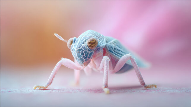 close-up of a planthopper nymph with water droplets
