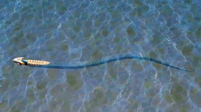 Grass snake swimming in water