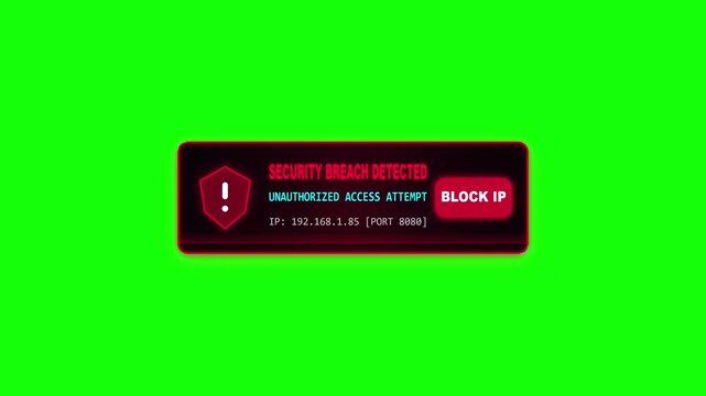 Security Breach Detected Alert Notification Pop-up Motion Render Animation