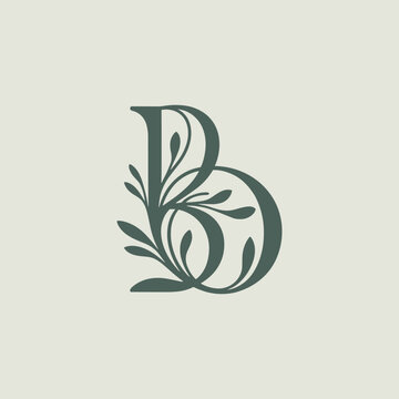 Elegant botanical letter b logo design