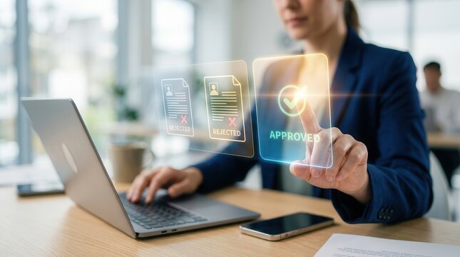Recruitment screening workflow showing digital document approval and rejection options