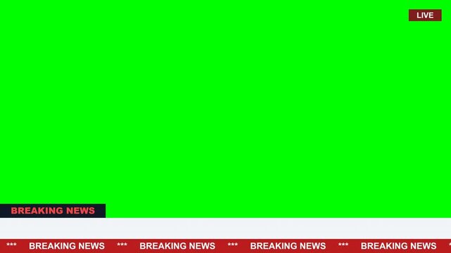 Breaking News Broadcast Lower Third Design with Green Screen Alpha Matte Background Template