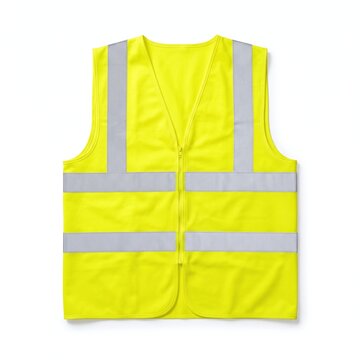 blank high visibility yellow reflective safety vest isolated on white background - ai generated