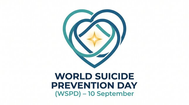 World suicide prevention day awareness ribbon graphic with text and date