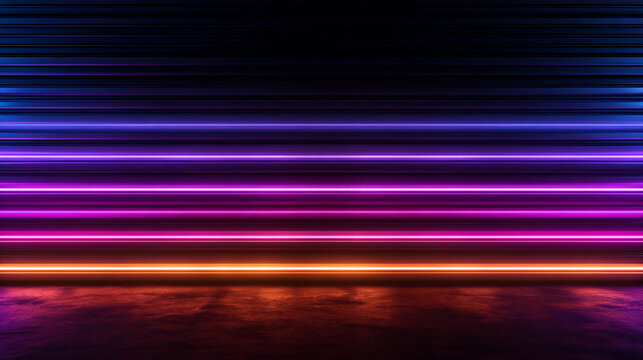 Futuristic Neon Light Lines Background in Dark Studio