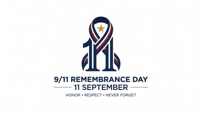 Monochrome poster design for 9/11 remembrance day featuring ribbon symbol