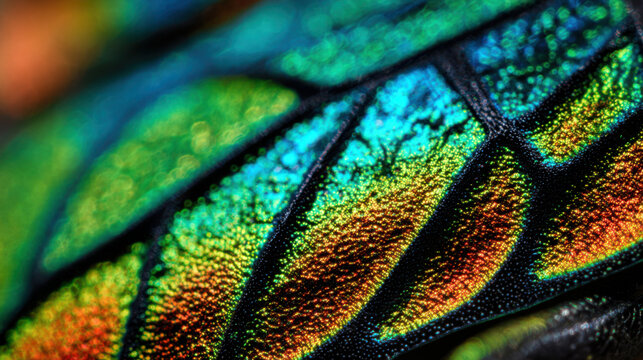 close-up view of jewel beetle wing case