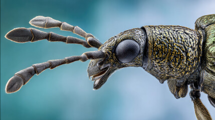 Fototapeta premium macro shot of beetle antennas on green leaf