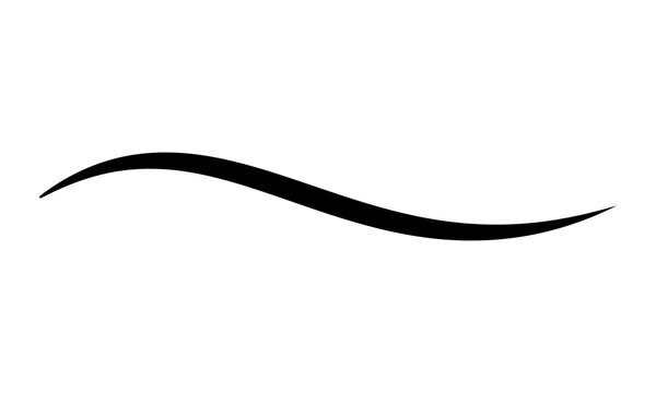 Elegant black ink stroke underline wavy curve flourish design accent minimalist brush line decoration for typography titles invitations stationery layouts artistic handwriting style element.