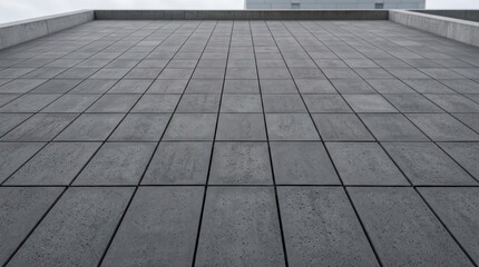 Fototapeta premium Empty concrete terrace with geometric shadows and modern minimalist design