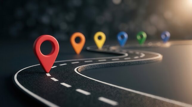 A visual metaphor for business growth and life journey using colorful markers on a winding road.