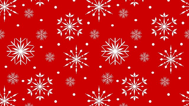 Red winter background presentation with white geometric snowflake pattern