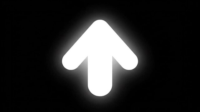 Simple white arrow pointing up on a solid black background