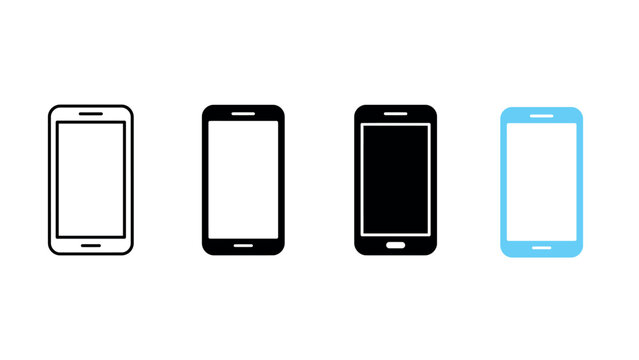 Set of four different smartphone interface icons for digital technology and mobile communication designs