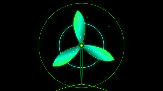 Animasi Neon Eco Turbine Growth Motion 4K Motion Graphic Animation | Seamless Loop