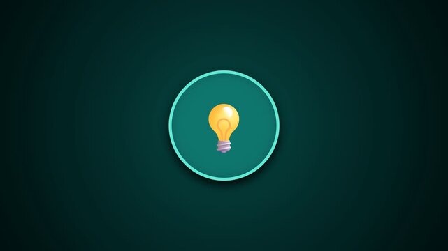 Light bulb icon inside a green circle on a dark gradient background representing a creative business concept and innovation