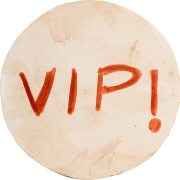 VIP handwritten text on round paper isolated on white background exclusive premium priority access and luxury concept PNG