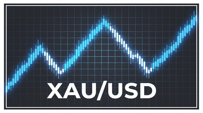 XAU/USD Gold Forex Candlestick Chart with Glowing Blue Trend Line - XA