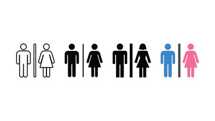 Obraz premium Set of male and female bathroom restroom sign icons for public facilities