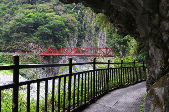 Taroko National Park in Taiwan. Zangchun Bridge over Taroko Gorge.