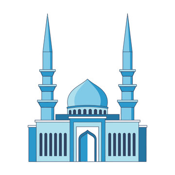Mosque with two minarets and dome architecture