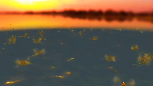 Hatching mayflies