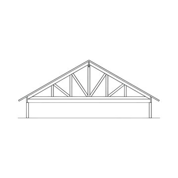 Gabled roof truss structure diagram on transparent background