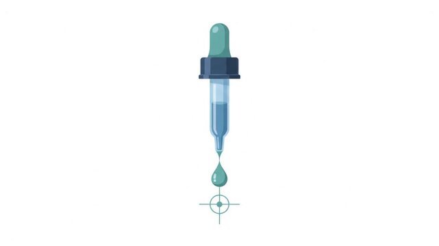 Glass medicine dropper dispensing liquid droplet with precision target graphic an medical