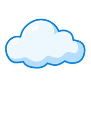 Fototapeta premium Simple cute cloud illustration in light blue with a bold blue outline and soft highlights. Minimal cartoon cloud icon suitable for weather applications, children's designs, educational materials