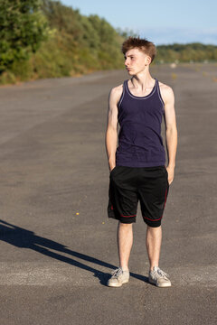 Teenage boy wearing sports clothing