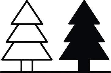 Obraz premium Minimalist pine tree silhouette set
