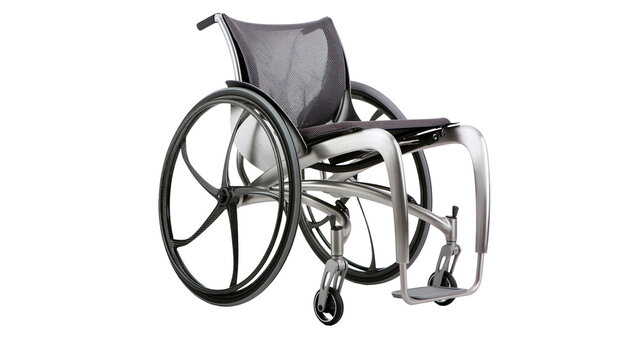 Modern lightweight sports wheelchair with mesh seat and carbon fiber wheels