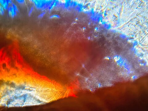 Abstract microscopic texture of colorful opal crystal, futuristic neon light refraction background