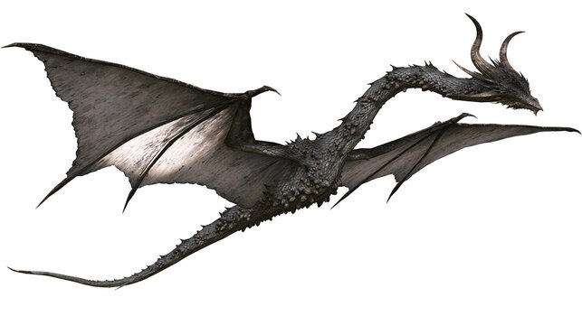 Dark fantasy dragon with large wings and horns
