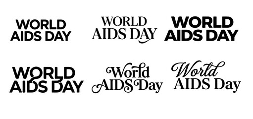 Fototapeta premium World Aids Day typographic variations on a white background awareness ribbon message