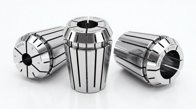 Precision metal collets for industrial machinery and manufacturing.