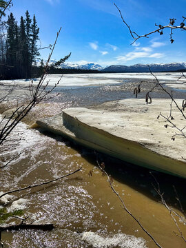 River with snow and ice in Alaska