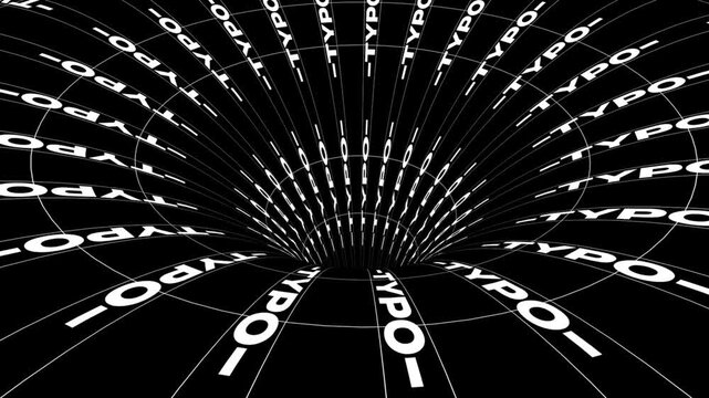 Abstract tunnel with typo elements and typing error concept black and white wormhole