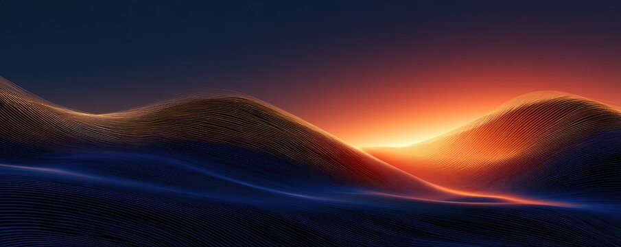 Ethereal, flowing waves of light and color create a futuristic, abstract landscape