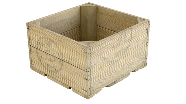 Wooden crate with metal staples and wood grain texture