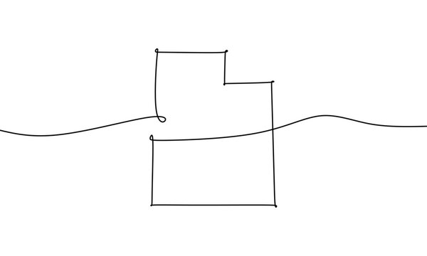 Utah State Map. Single Line Art Vector Design. Minimal Outline Illustration