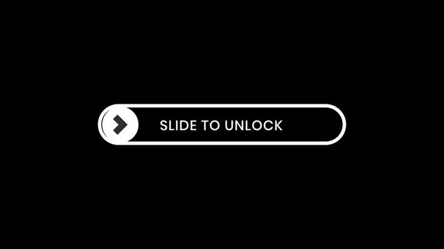 slide to unlock animation with arrow and secure animation on black background 4k video