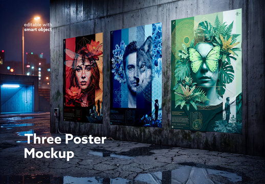 Three Poster Mockup