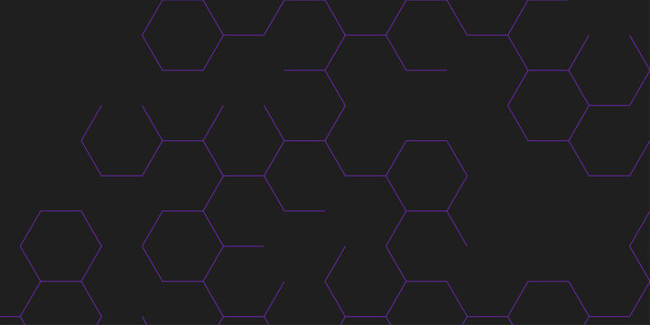 Dark grey background with purple abstract honeycomb hexagon line pattern