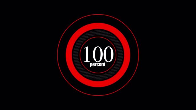 Red Circular Progress Indicator Animation Showing Complete 100 Percent Loading Status With Transparent Alpha Channel 4K Quality