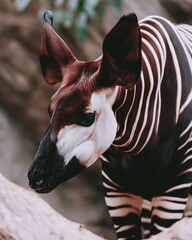 Naklejka premium Close up portrait of an okapi animal